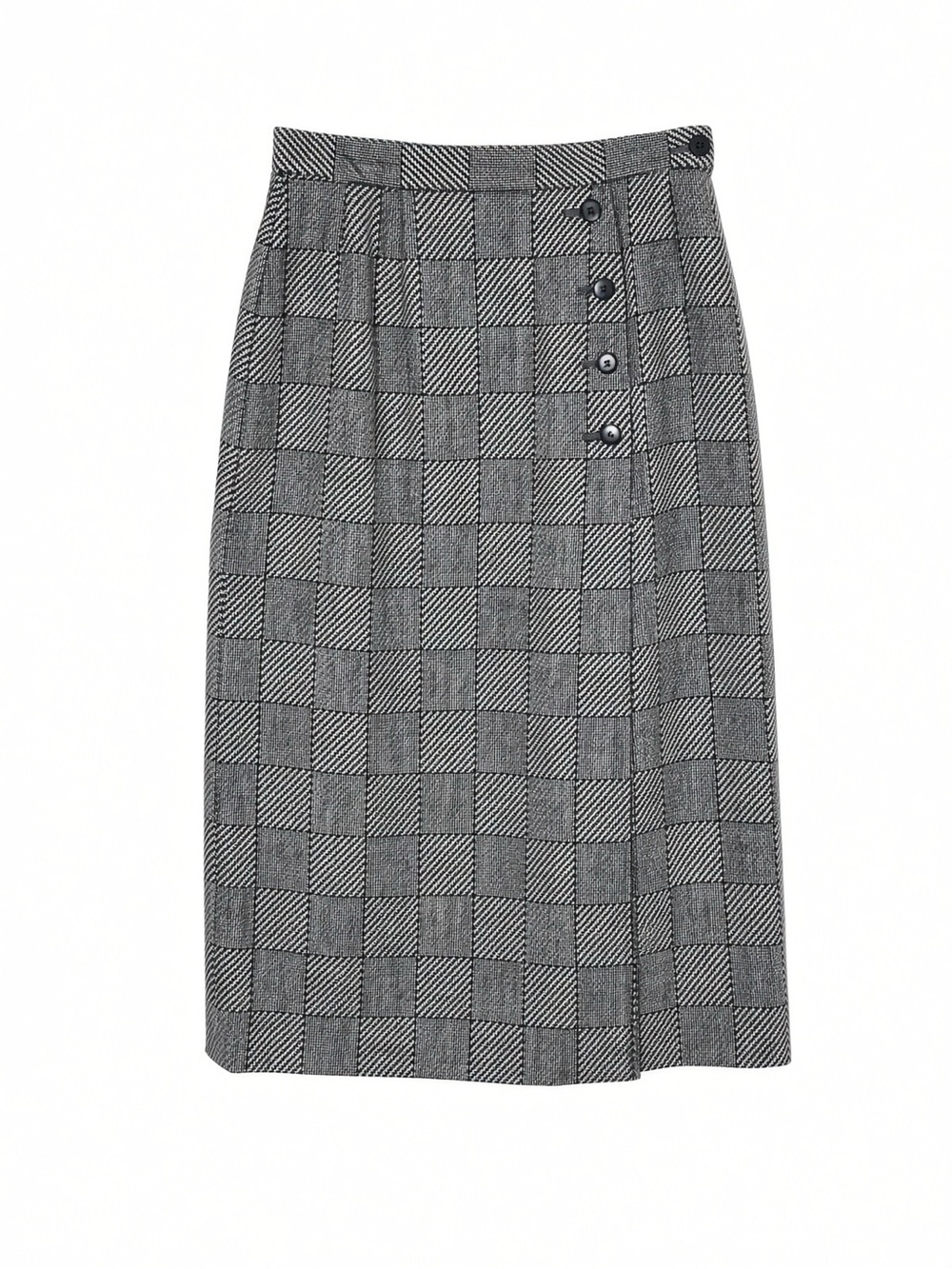 Vintage Jaeger Wool Check Pencil Skirt US 4–6 S Dark Academia Midi Great Britain
